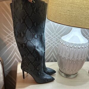 Vince Camuto Black Snakeskin Heeled Boots
